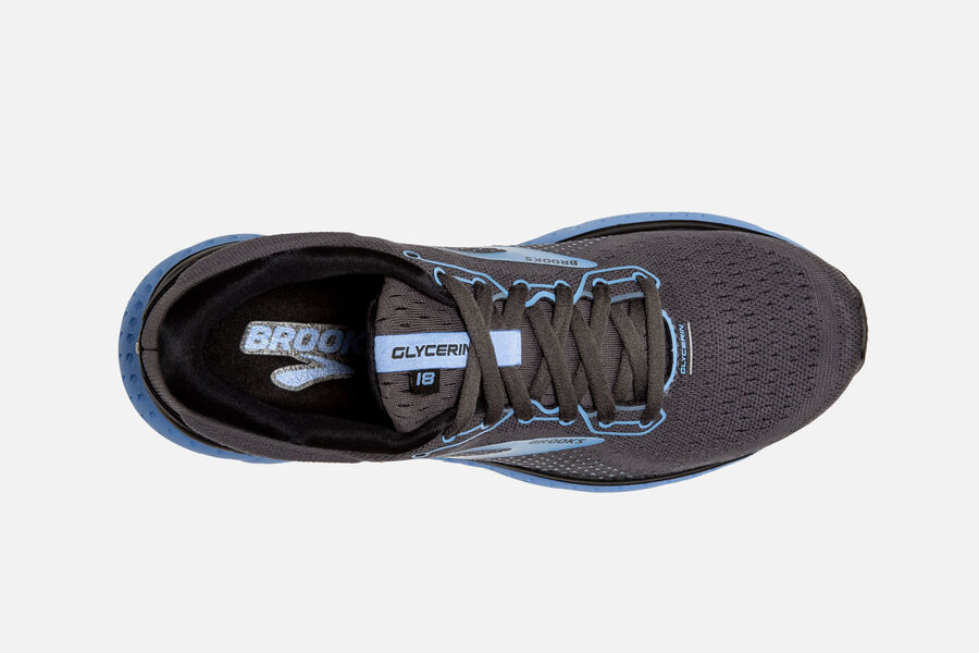 Brooks Israel Glycerin 18 Road Running Shoes Womens - Black/Blue - UAB-243756